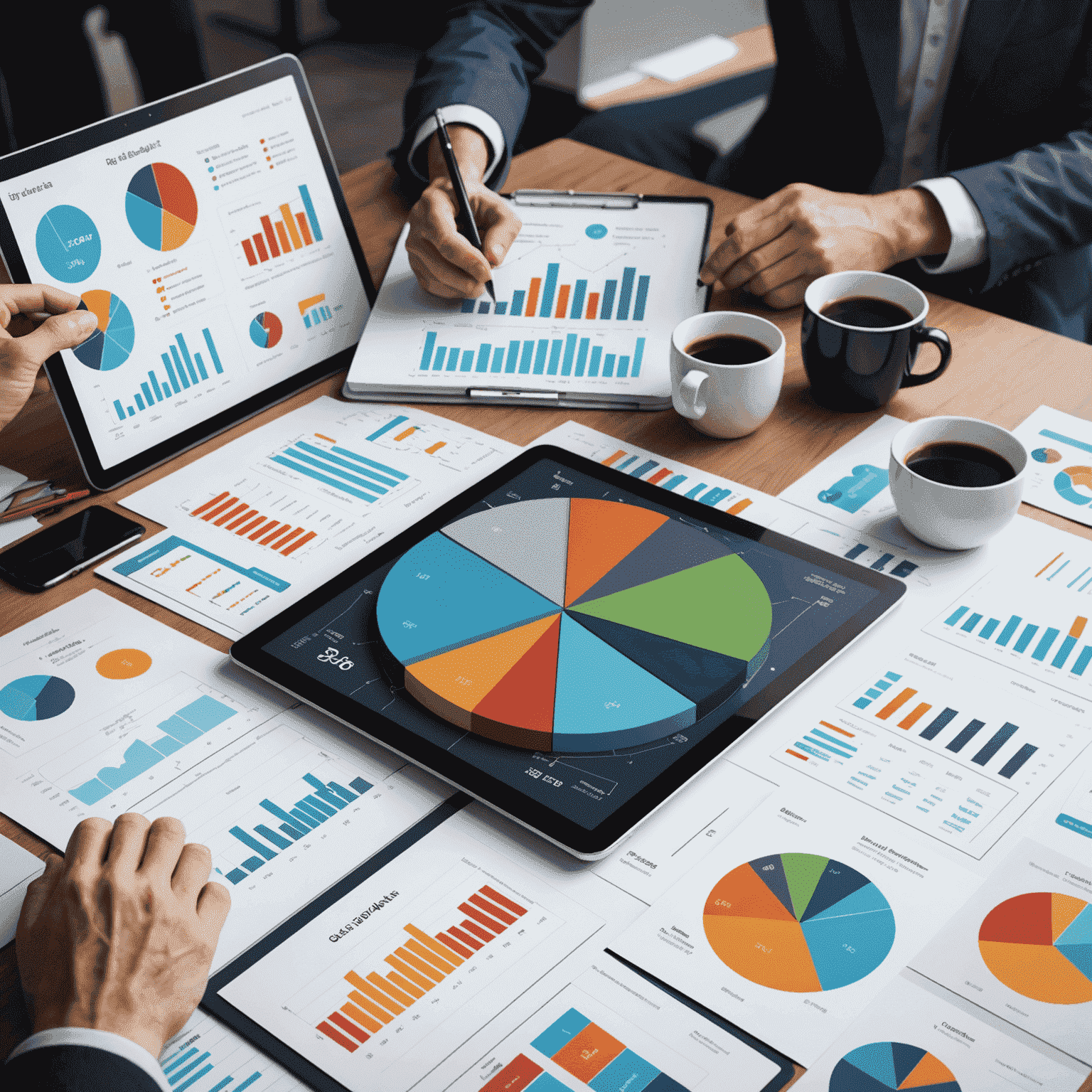 A visual representation of big data analytics, showing various graphs, charts, and data points that businesses can use to gain insights